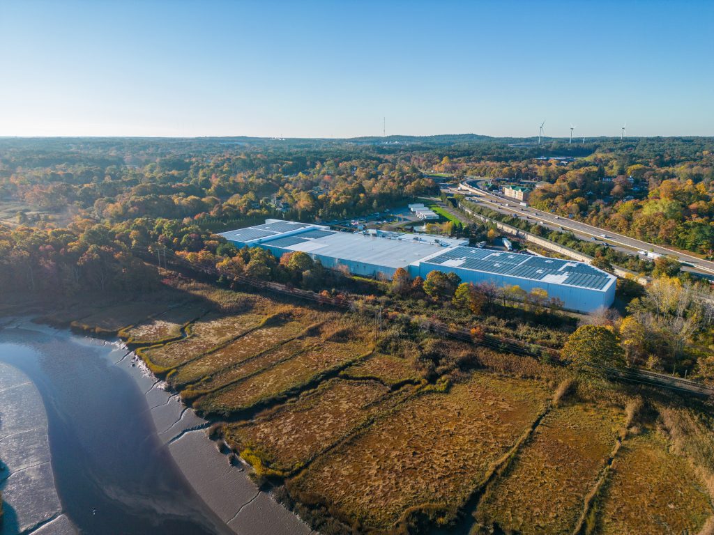 aerial view of jones river behind l knife offices